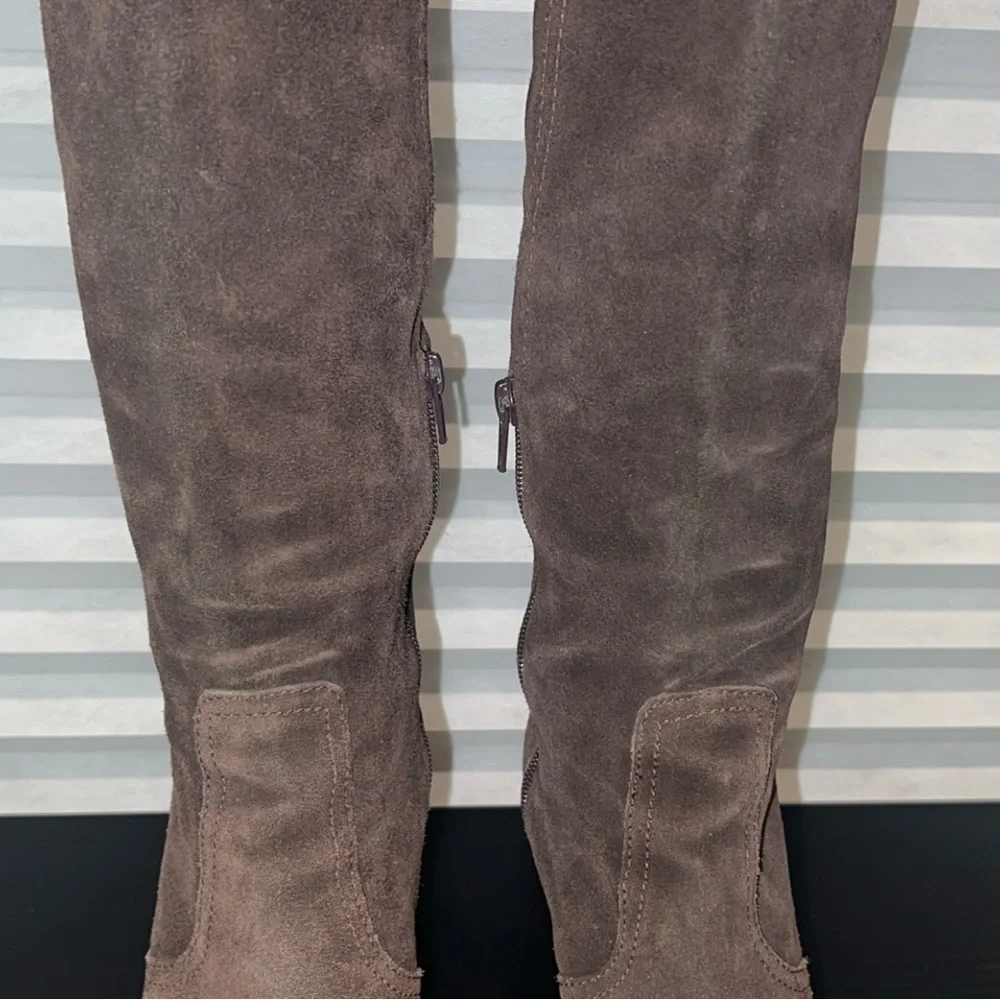 Tory Burch Dark Brown Suede Over the Knee Heel Boots